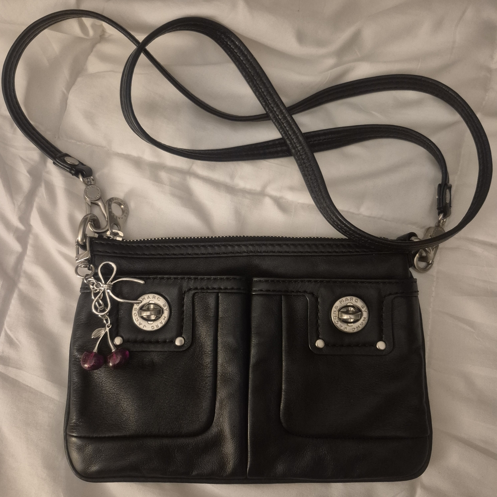 Marc Jacobs Black Crossbody Bag with Silver Accents